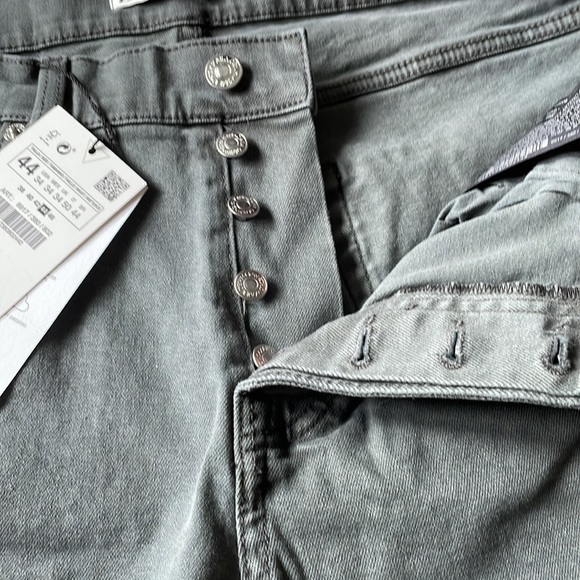 Zara NWT cycling shorts 98% cotton 2% elastane button fly front raw edge Sz 34 - Picture 3 of 8